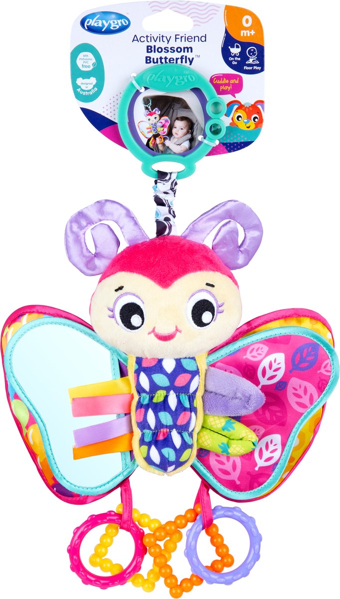 Playgro activity friend blossom butterfly - baby toy - hanging toy - pram toy - rattle - pram accessory - buggy accessory - educational toy - stuffed animal