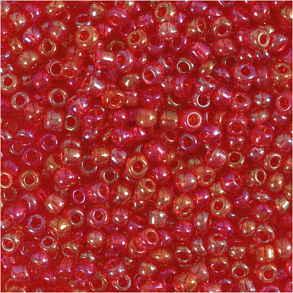 Rocailles dell'azienda Creativ, d 3 mm, misura 8 0, misura del buco 0,6-1,0 mm, lucentezza ciliegia, 25 gr 1 scatola