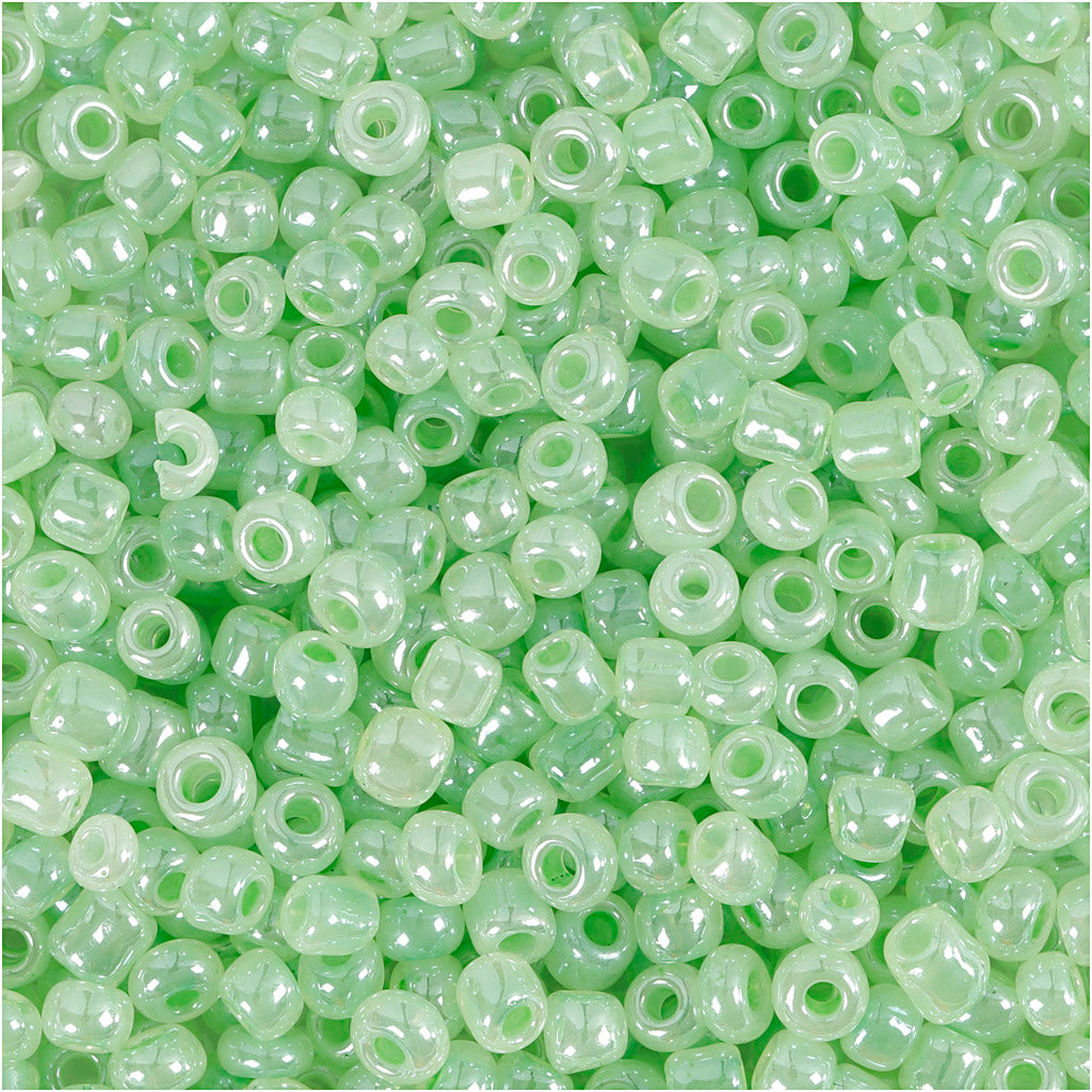 Perline Creativ Company, d 3 mm, misura 8 0, misura buco 0,6-1,0 mm, verde chiaro, 25 g 1 scatola