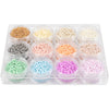 Creative Company Rocailles perle di vetro rotondo da 3 mm Colori pastello, 12x17 grammi