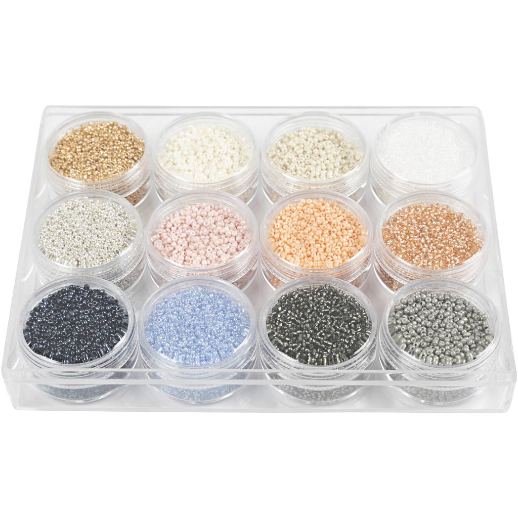 Creative Company Rocailles perle di vetro rotondo 1,7 mm Colori pastello, 12x17 grammi