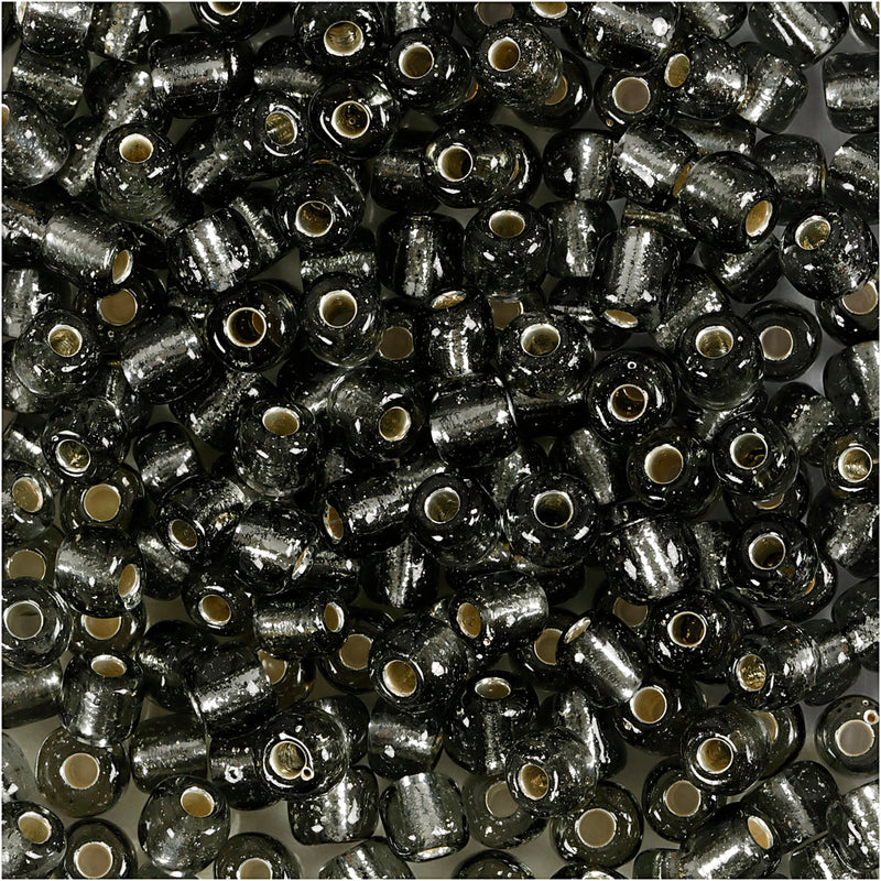 Cuentas de semillas Creativ company, d 4 mm, tamaño 6 0, medida de agujero 0,9-1,2 mm, gris brillante, 25 gr 1 caja