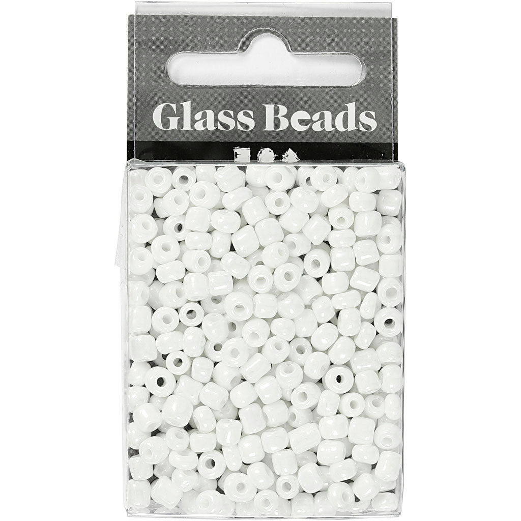 Perline Creativ Company, d 4 mm, misura 6 0, misura del buco 0,9-1,2 mm, madreperla bianca, 25 g 1 scatola