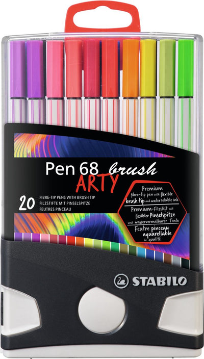 Pennello Stabilo Pen 68 - pennarello a pennello premium - con punta flessibile - parata di colori con 20 colori diversi