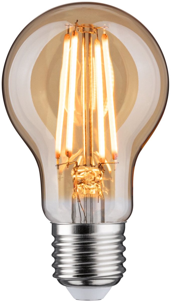 Bombilla LED Paulmann 1879 filamento 230 v 3 pasos regulable E27 470lm 6W 1800K regulable oro