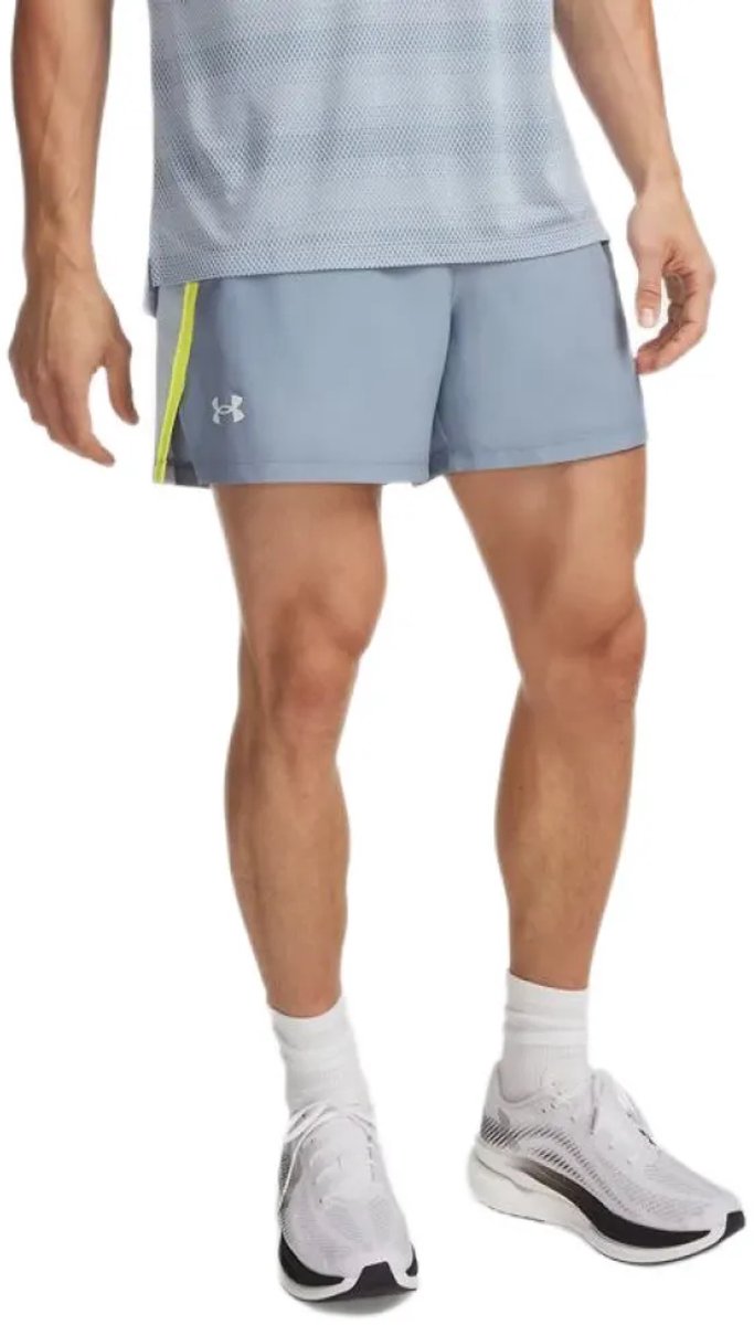 Under armor ua launch 5'' shorts-blue men's sports pants - blue wind flash light reflective