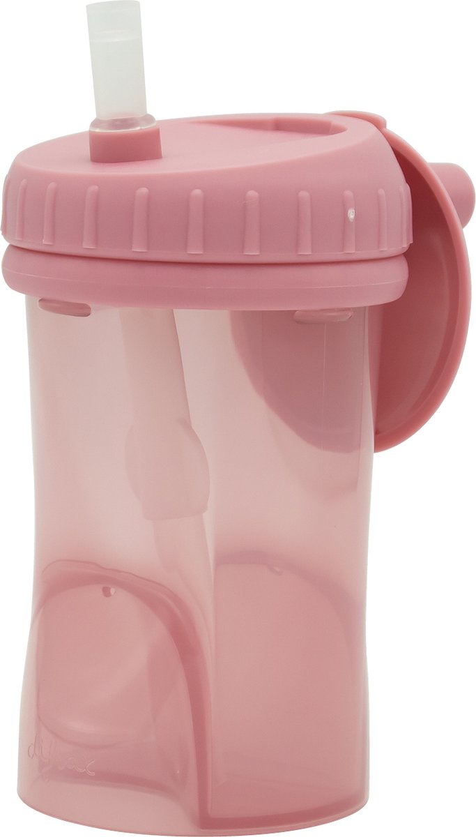 Bicchiere con cannuccia Difrax - 250 ml - 12+ mesi - rosa - 1 pezzo