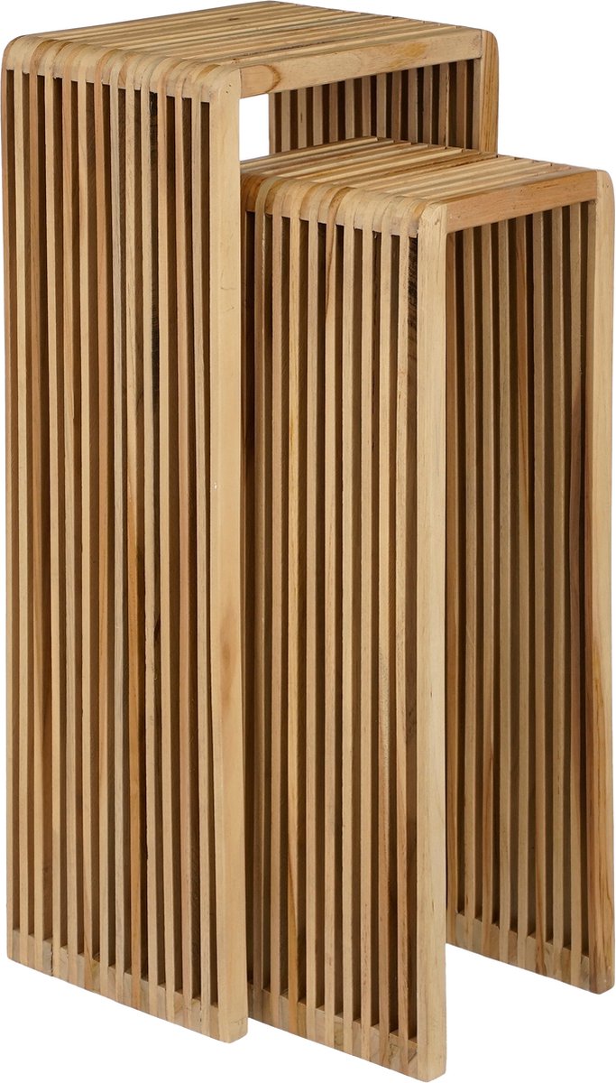 Mica decorations yonker plantentafel - set van 2 - l35 x b25 x h80 cm - gerecycled hout - bruin