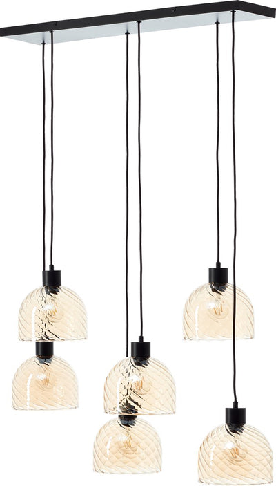 Brilliant casto - hanging lamp - 6-light - e27 max 6x25w - glass - amber - black