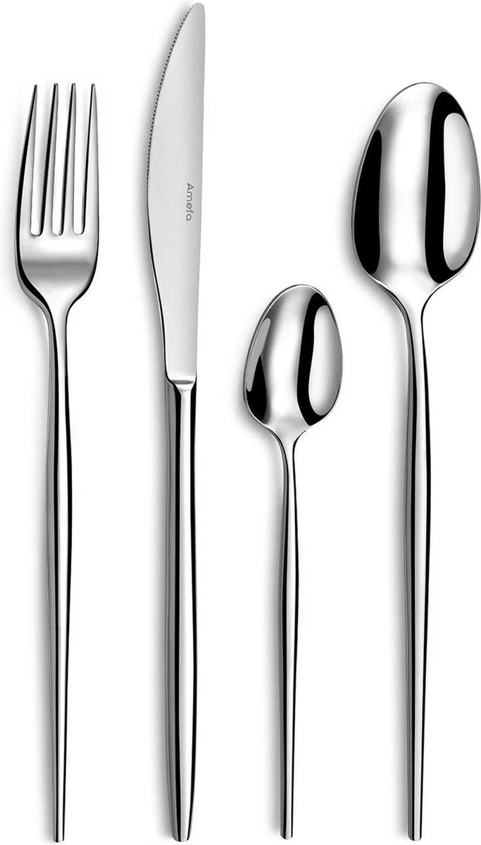 Amefa soprano - set di posate - 24 pezzi - 6 persone - lucidato a specchio - color argento
