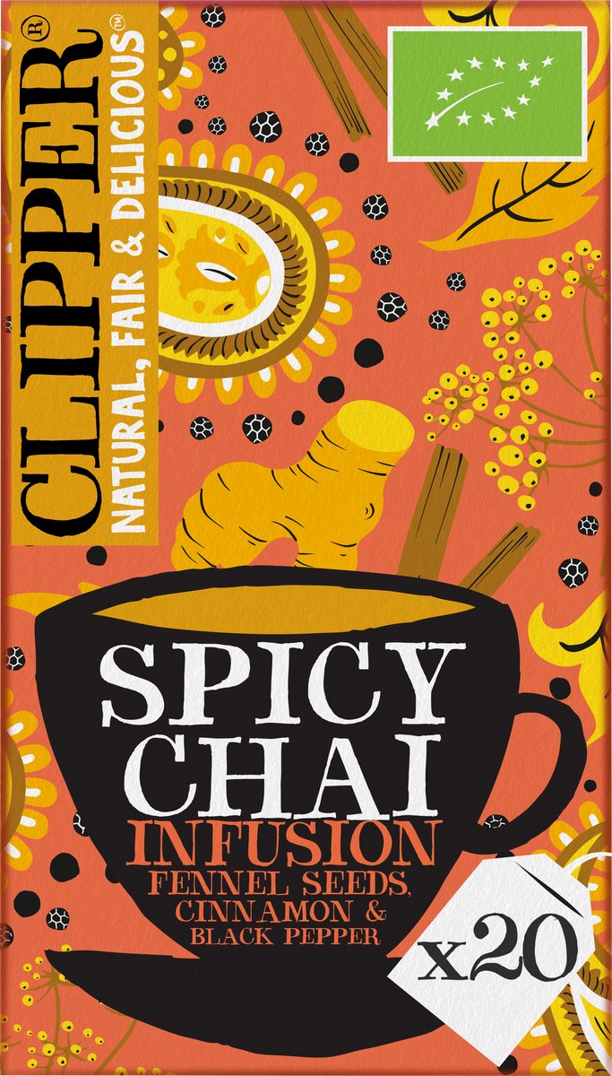 Clipper tea clipper tè chai piccante - infuso di erbe con zenzero e cannella - 80 bustine di tè