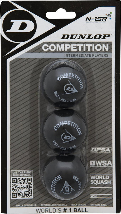 Pallina da squash Dunlop da competizione - 3 palline - 1 punto giallo