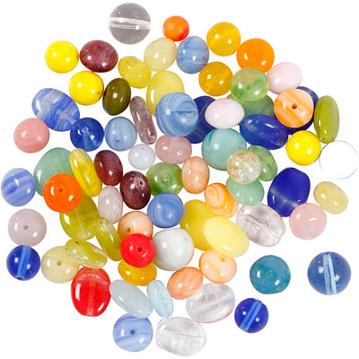Perle di vetro Creative Company, tonde, ovali, circolari, d 6-13 mm, misura del buco 0,5-1,5 mm, vari colori, 350 gr 1 scatola