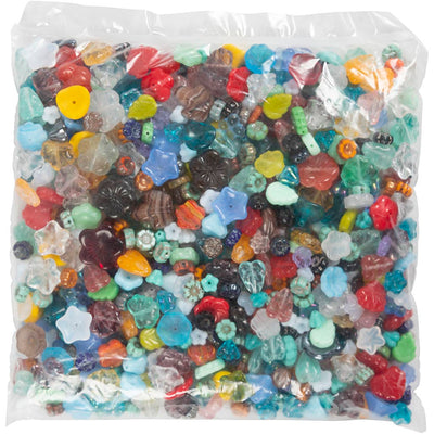 Perle di vetro Creative Company, foglie, fiori, d 6-17 mm, misura buco 0,5-1,5 mm, vari colori, 350 gr 1 scatola