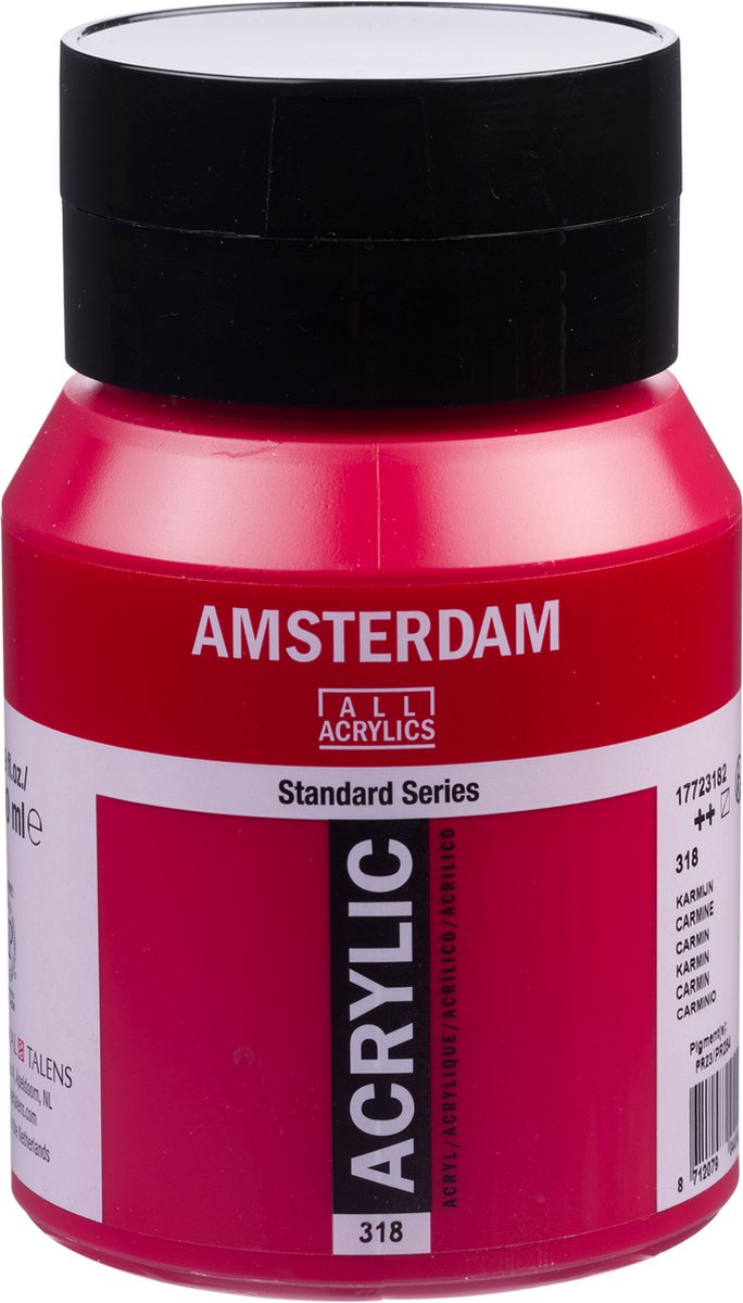 Pintura acrílica serie estándar Amsterdam bote 500 ml carmín 318