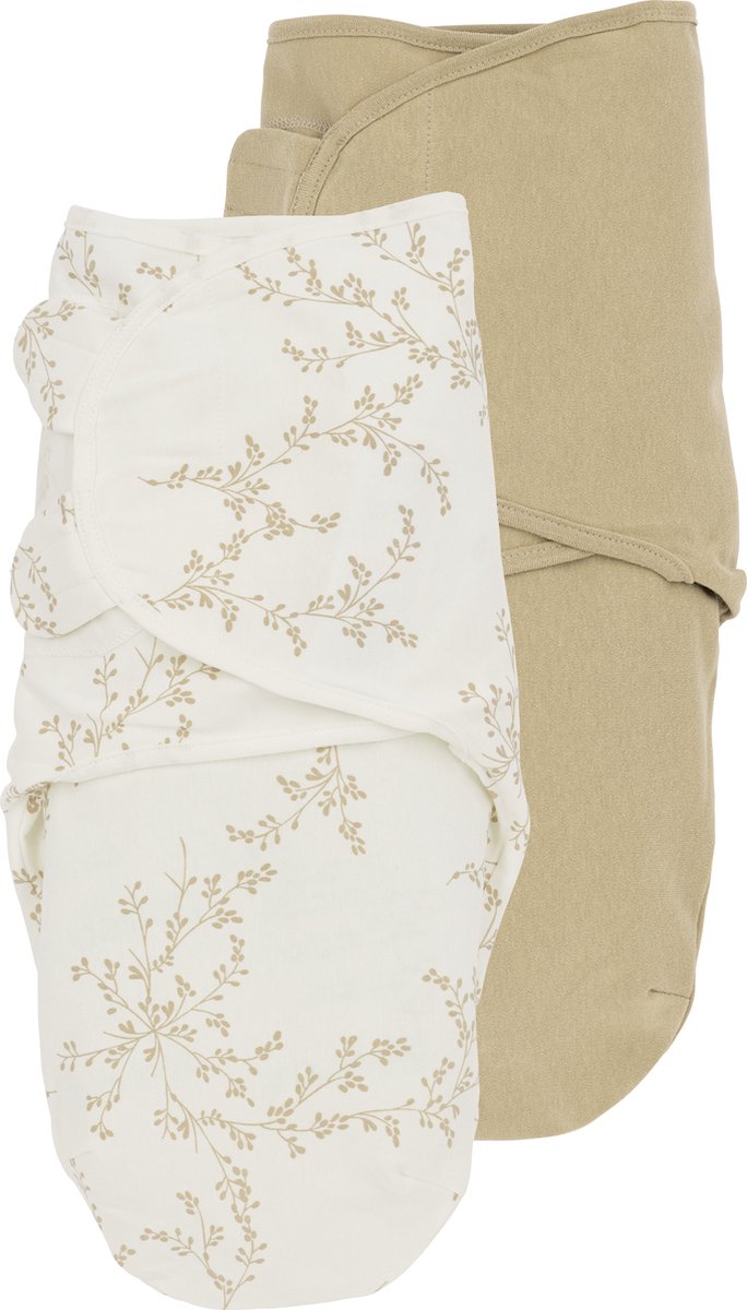 Meyco baby branches uni swaddle inbakerdoek - 2-pack - sand - 4-6 maanden - 1.0 tog