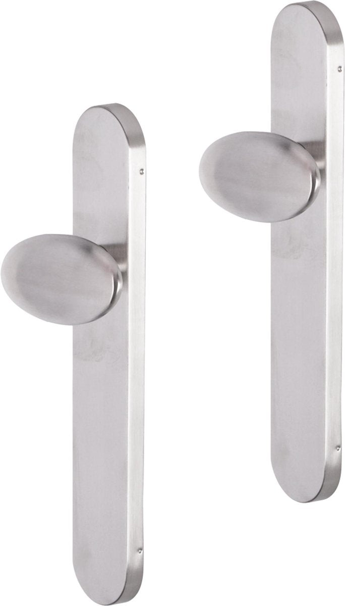 Impresso deurkruk - derby - voor binnen - ovaal - deurschild - rvs - 2 stuks