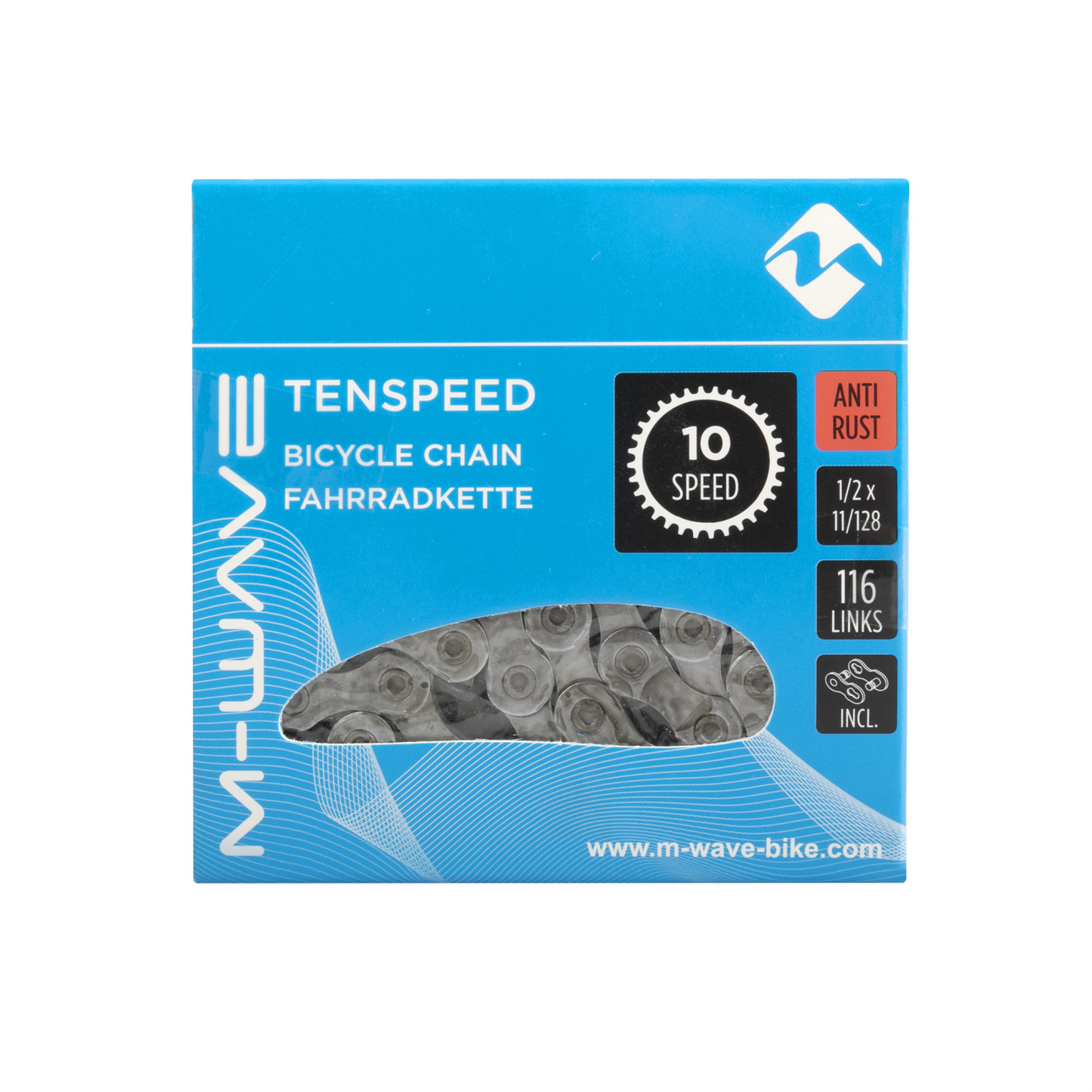 M-Wave Ketting 10-speed, 1 2x11 128 116L zilver anti-roest (hangverpakking)