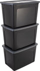 Iris clearbox opbergbox - 70l - kunststof - zwart grijs - set van 3