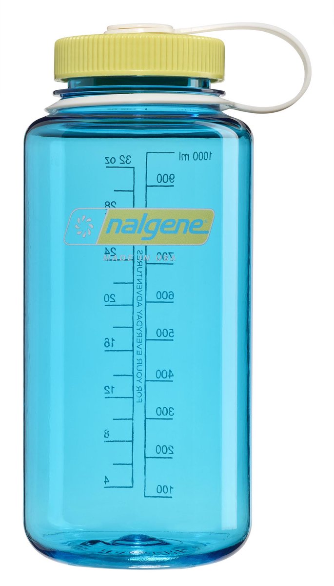 Nalgene - botella de boca ancha - botella para beber - botella de agua - 1000 ml - sin bpa - sustentar - atolón azul con escarola nuevo