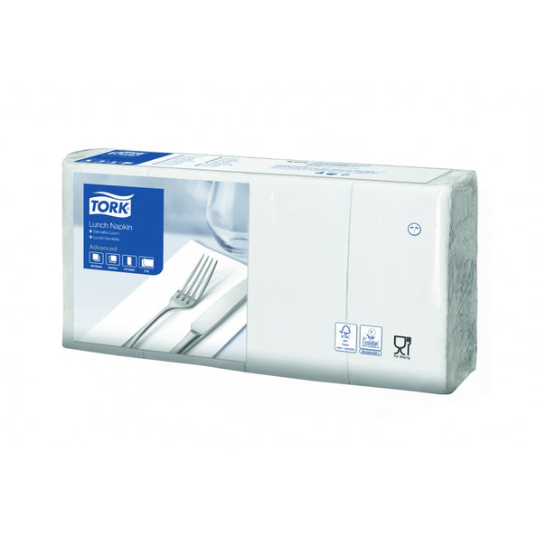 Servilleta Tork para el almuerzo blanca 33x33 2 capas 1 8 veces (200 piezas)