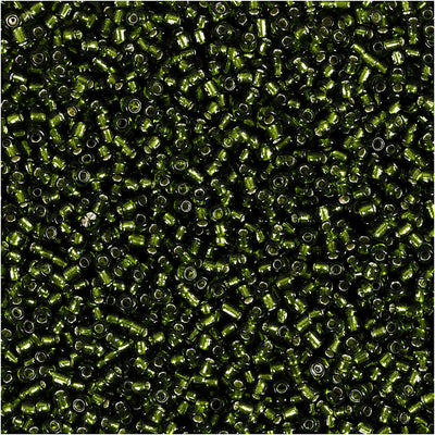 Rocailles dell'azienda Creativ, d 1,7 mm, misura 15 0, misura del buco 0,5-0,8 mm, verde erba, 25 g 1 scatola