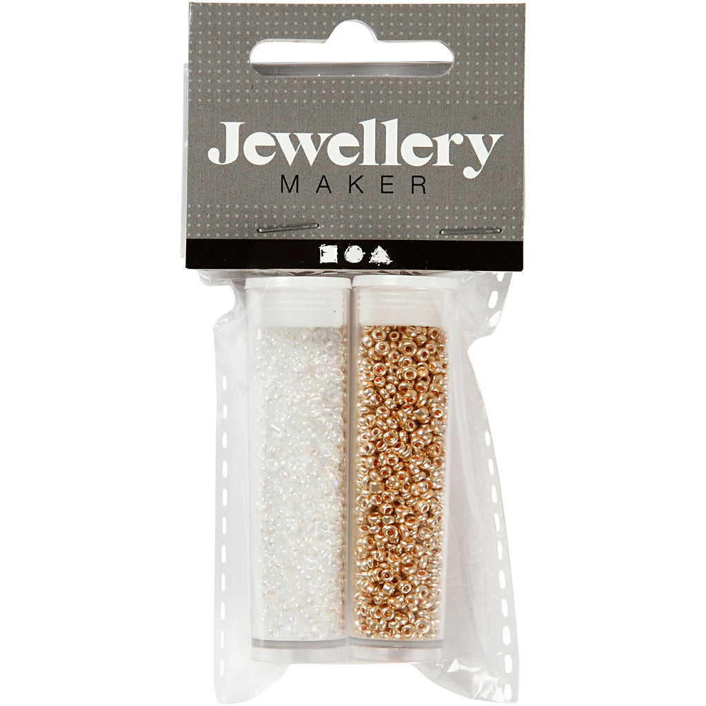 Rocallas Creativ company, d 1,7 mm, tamaño 15 0, medida agujero 0,5-0,8 mm, blanco, 2x7 gr 1 caja