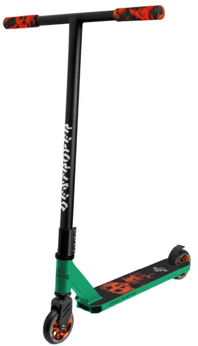 Streetsurfing street surfing destroyer stuntstep beginner – freestyle trickstep – 100 mm wielen – skatepark pro scooter – groen