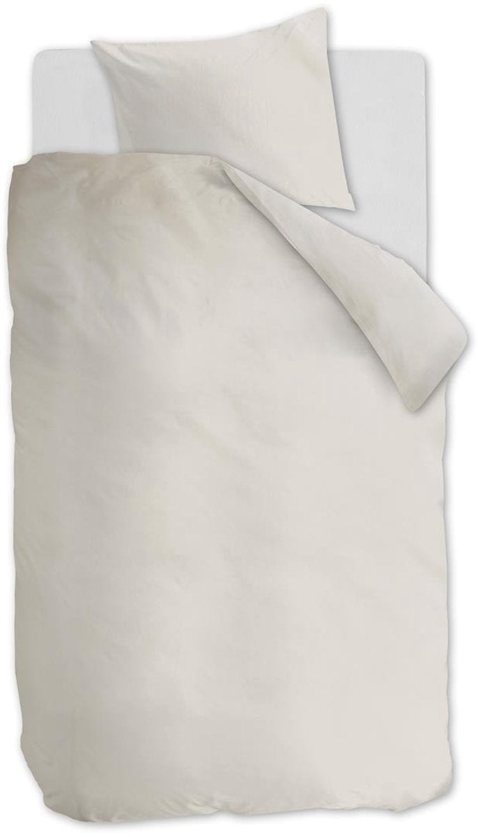 Ambiante cotton uni dekbedovertrek - effen - eenpersoons - 140x200 220 - gebroken wit