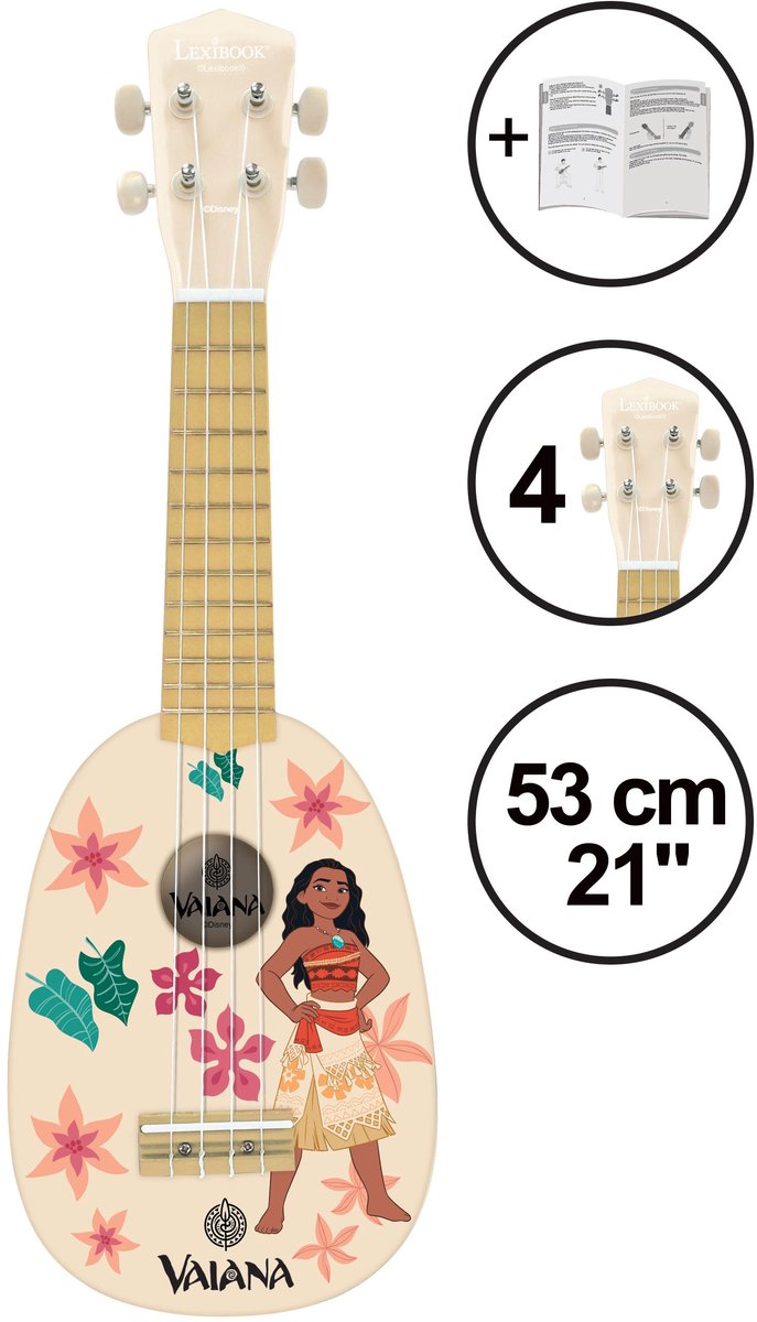 Lexibook ukelele vaina de madera con cordones de nailon - 53 cm