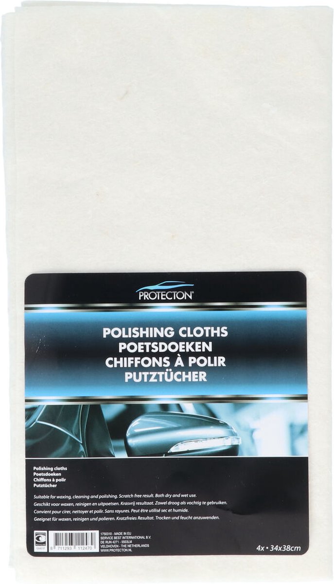 Paños de limpieza Protecton - para limpiar el interior del coche - para aplicación manual y pulido de cera - tamaño 34x38cm - 4 piezas