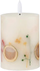 Arti casa led kaars - bewegende vlam - gedroogde bloemen - 7 x 10 cm - wit