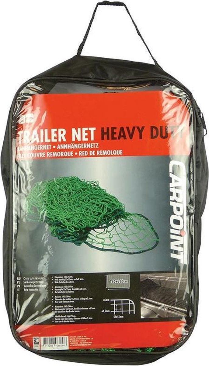 Red de remolque Carpoint 160x250 cm – borde elástico 6 mm – poliéster 3,5 mm – para una carga segura