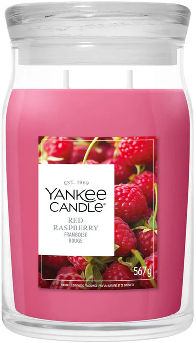 Yankee Candle - candela profumata in giara grande al lampone rosso - 90 ore di combustione - due stoppini