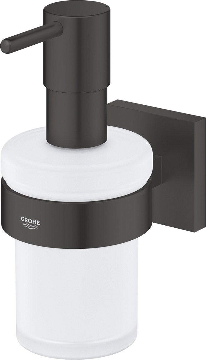 Dispenser di sapone Grohe Quickfix Start Cube con supporto - 160 ml - nero opaco