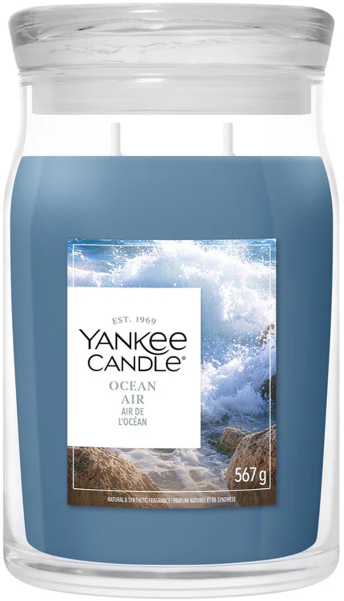 Yankee Candle - vela perfumada en tarro grande Ocean Air - 90 horas de combustión - dos mechas