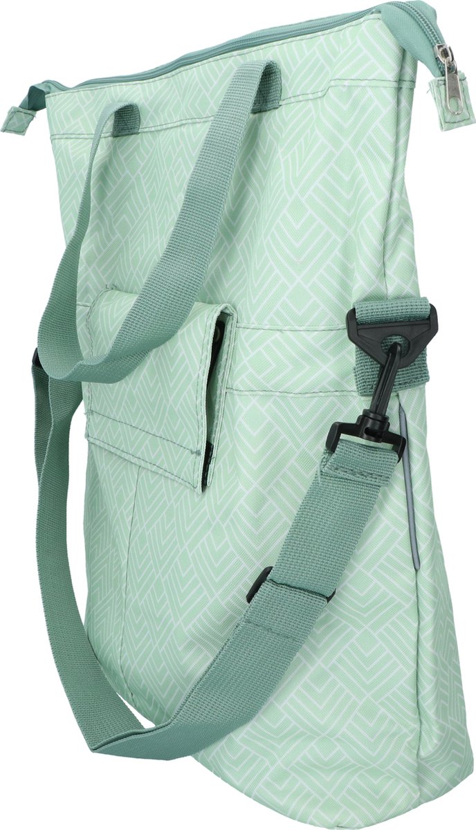 Borsa bici singola Dyto - shopper o tracolla - tasca frontale con cerniera - fondo rinforzato - 18 litri - verde menta