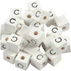 Cuentas con letras Creativ Company, c, medidas 8x8 mm, medida agujero 3 mm, blanco, 25 unidades 1 caja