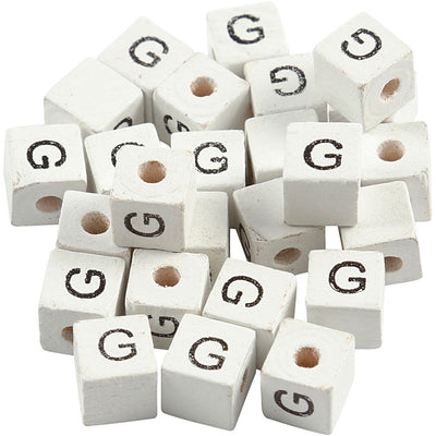 Perline con lettera aziendale Creativ, g, misura 8x8 mm, misura buco 3 mm, bianco, 25 pezzi 1 scatola