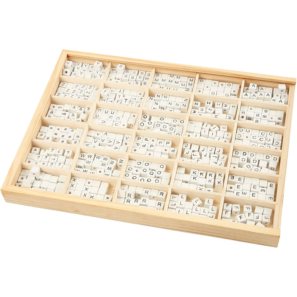 Creativ Company Wooden Letter Beads White A-Z, 750st.