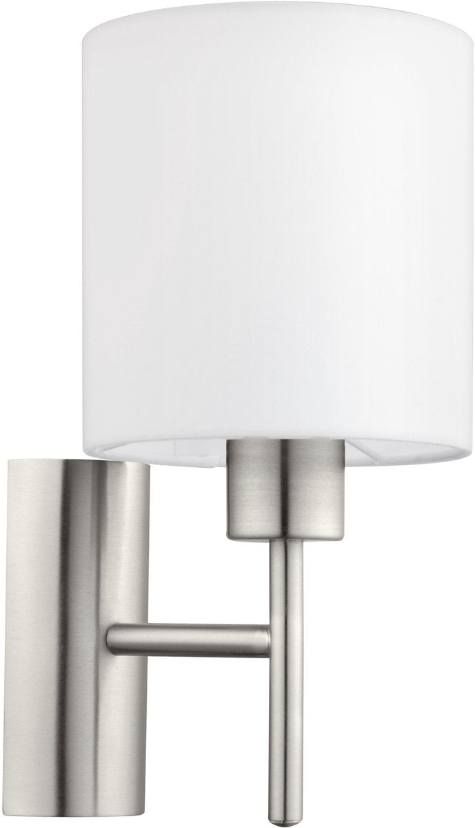 Eglo pasteri wandlamp - 1 lichts - 30.5 cm - stof - grijs, wit