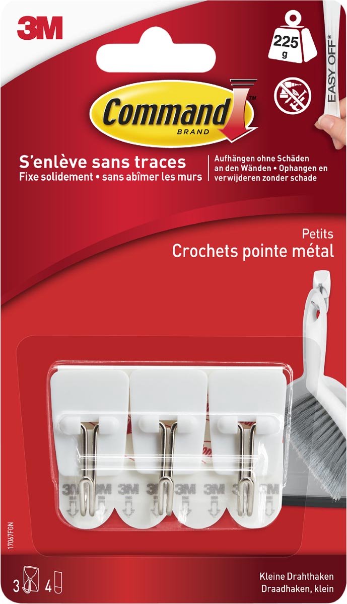 3m 1060951 - ganchos de alambre blanco cmnd, pequeños, paquete de 3hks + 4s | 12 piezas