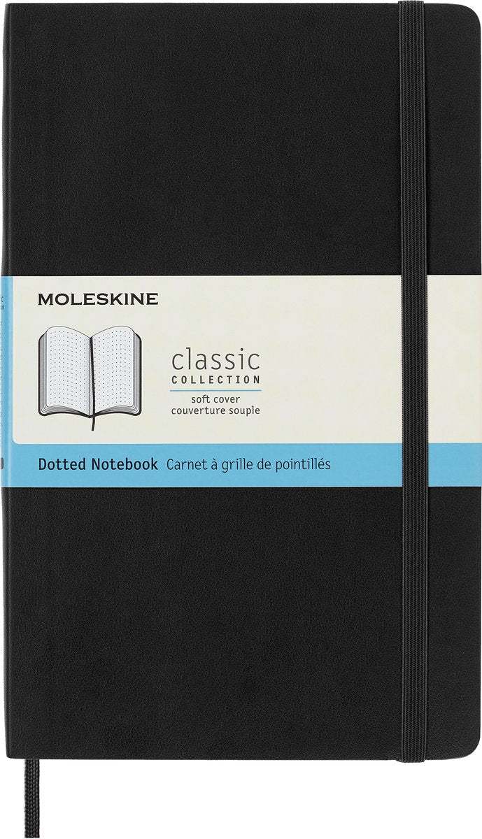 Taccuino classico Moleskine - grande - copertina morbida - a pois - nero