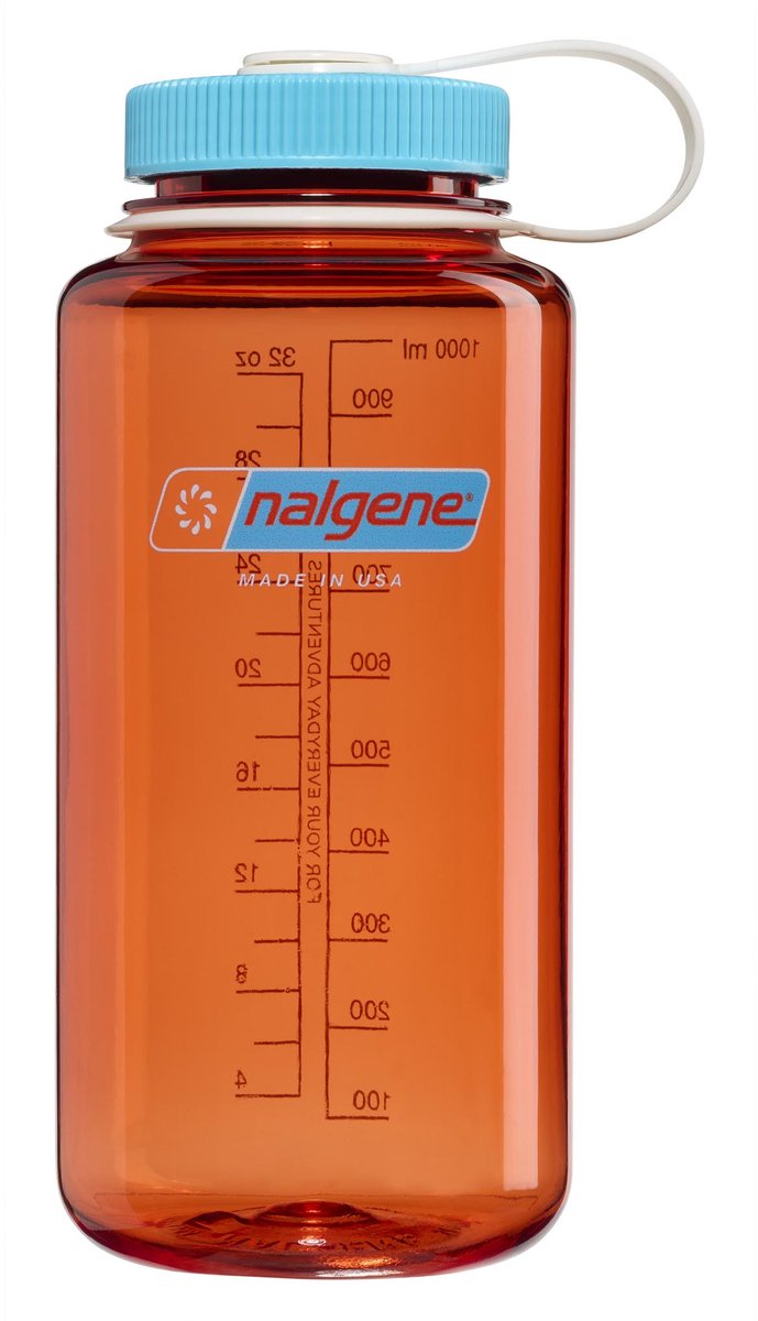 Nalgene - botella de boca ancha - botella para beber - botella de agua - 1000 ml - sin bpa - sostenido - llama con atolón azul nuevo