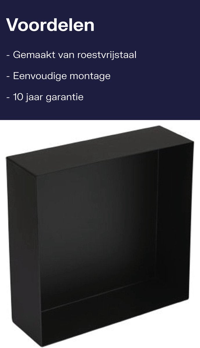 Plieger inbox inbouwnis - opbouwnis - rvs - 30x30x10 cm - matzwart