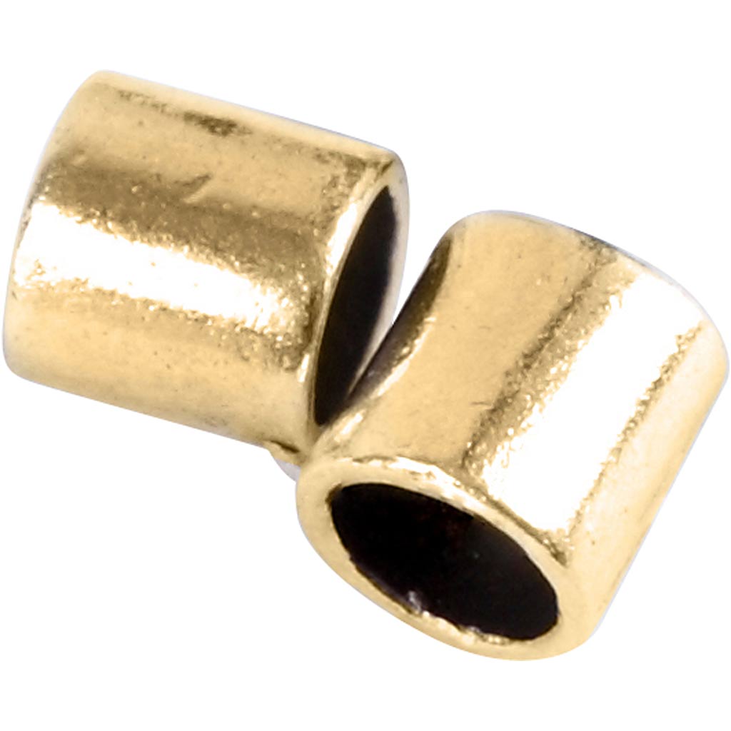 Tubo de cuentas para engarzar de Creativ Company, medidas 2x2 mm, medida de agujero 1,4 mm, chapado en oro, 80 piezas 1 caja