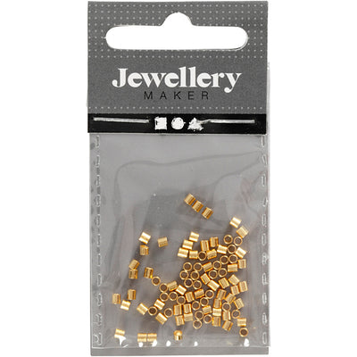Tubo per crimpare perline Creativ Company, misura 2x2 mm, misura del foro 1,4 mm, placcato oro, 80 pezzi 1 scatola