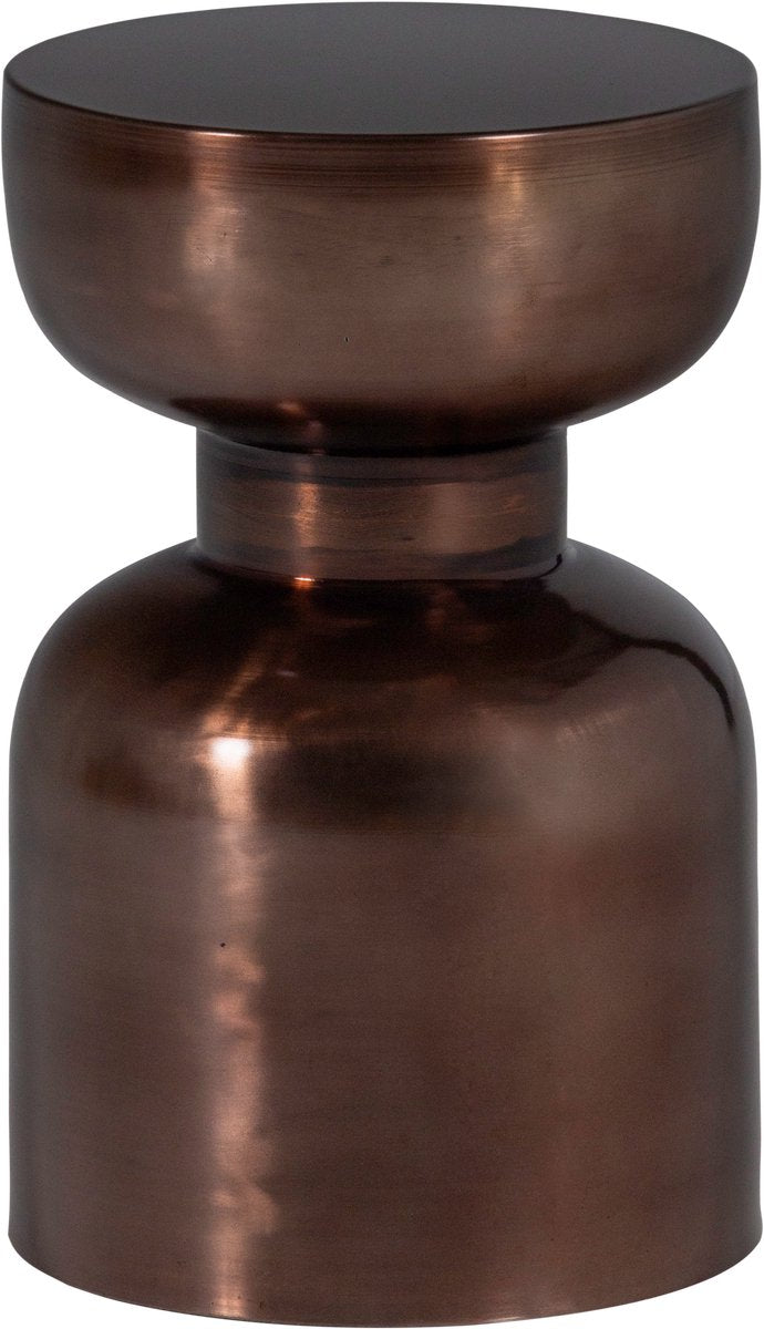Mesa auxiliar de madera frita - metal - bronce - 47x30x30