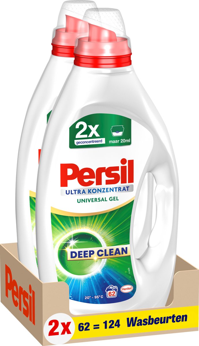 Persil detergente universal ultra concentrado | 2 x 62 lavados | 124 lavados | embalaje de valor