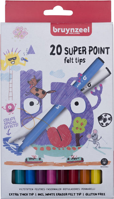 BRUYNZEEL Kids Super Point FIENTO -TIP PENS SET, 20 COLORES